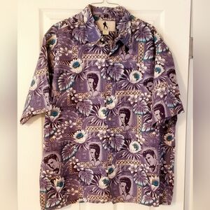 Elvis Presley Reyn Spooner Short Sleave Hawaian Aloha Shirt Purple Size Xl